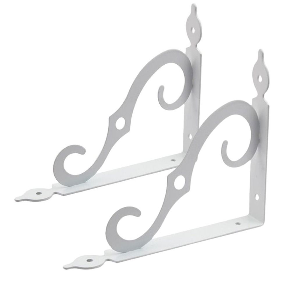 

2Pcs Iron Shelf Brackets Floating Shelf Supporter Decorative Corner Brace Wall Mounted White 19x14cm