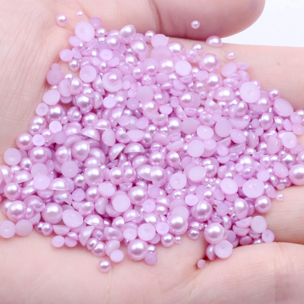Resin Half Round Flatback Beads 2-6mm Mix Size Glue on Loose Rhinestones for Clothes Dresses DIY Crafts Scrapbook Decoration
