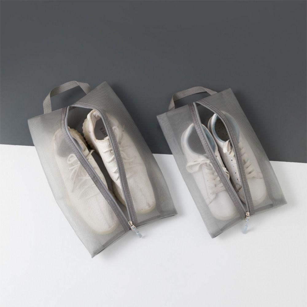 2Pcs Zipper Closure Travel Shoe Bags Breathable Sneaker Carrier Pack Portable Shoes Organizer  Beach