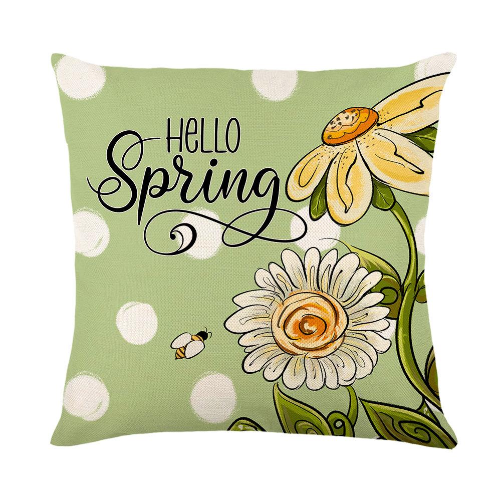 Spring Bee Flower Pillow Cover Nordic Polyester Printed Sunflower Flower Home Cushion Cover