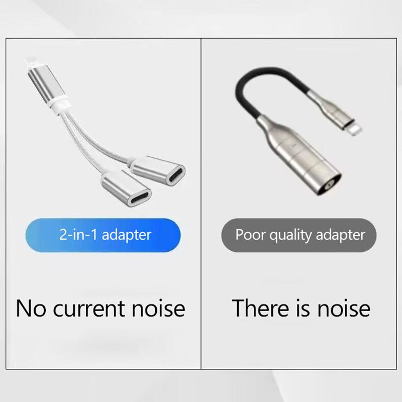 Audio Cable Charging 2 In 1 For Iphone14 13 12 11 Pro Max X 8 Accesorios Charging Cable Headphone Audio Aux Adapter Charger