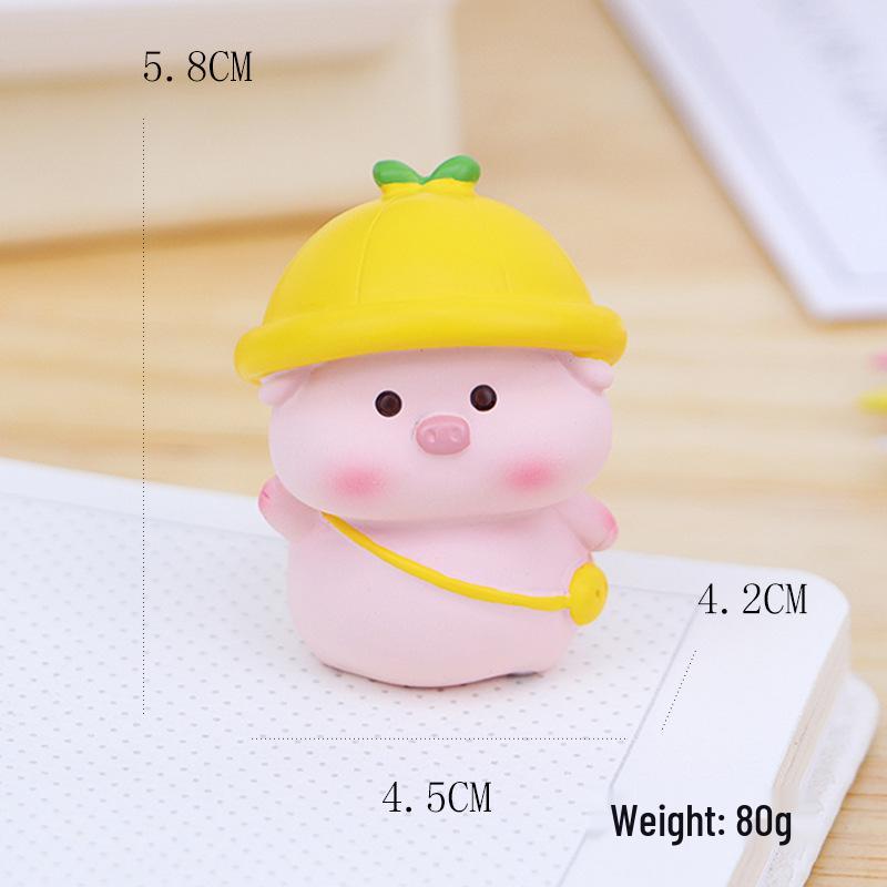 Mini Pig Car and Desktop Decoration - Creative Ornaments for Office and Car Interiors