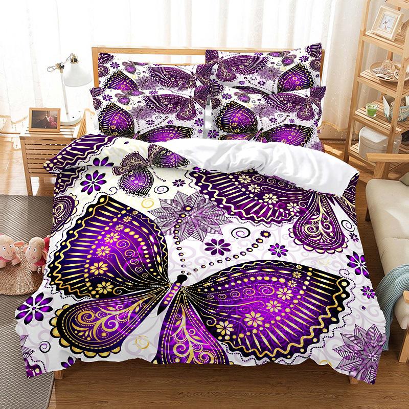 Blue Flower Duvet Cover Queen Size With Zipper Pillowcase 3D Floral Bedding Set 3pcs 2pcs Full King Twin Single Double Bed Thin
