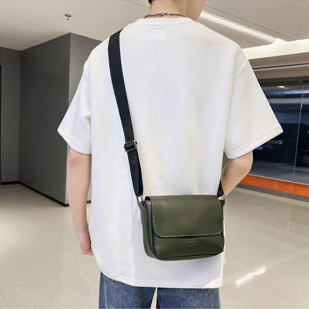 Rectangular Men Crossbody Bag PU Leather Shoulder Bag Fashion Women Messenger Bag  Camping