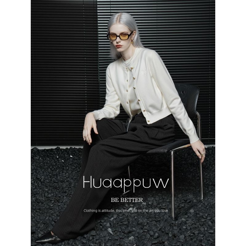 

Huaappuw Кардиган в корейском стиле, белый, модный, с вышивкой, костюм, осень 2025, новый приход, легко сочетается, жилет, набор из двух предметов Cardigan + Vest XXL