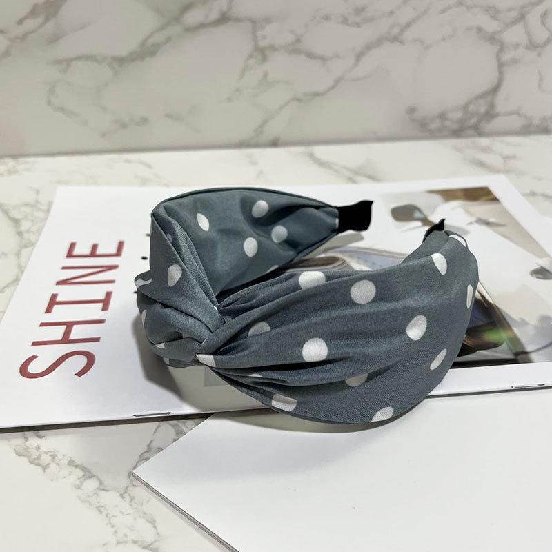 Women’s Cross Wide Edge Polka Dot Middle Knot Double Layer Comfort Hairband Stylish and Durable Headwear Women