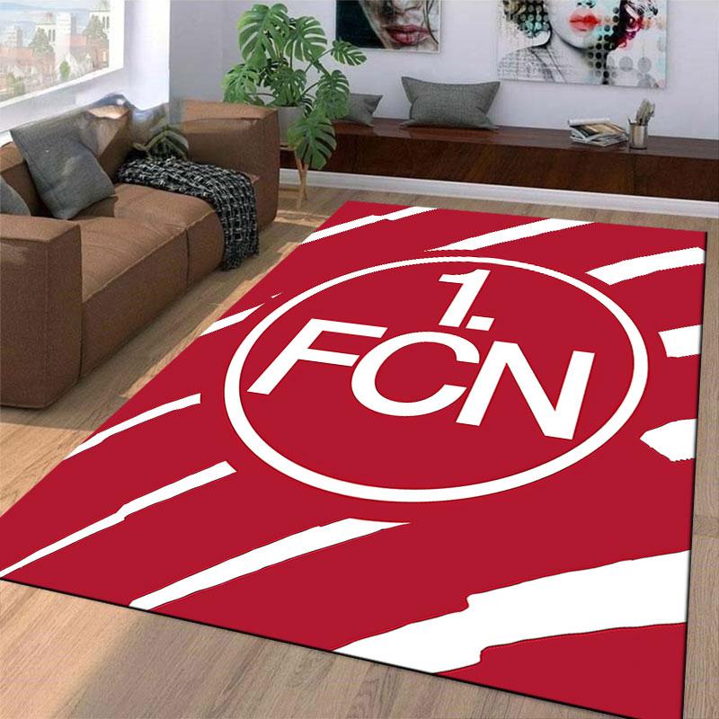 Red Carpet with Bold FCN Logo suitable as a non-slip mat for the living room or bedroom sofa