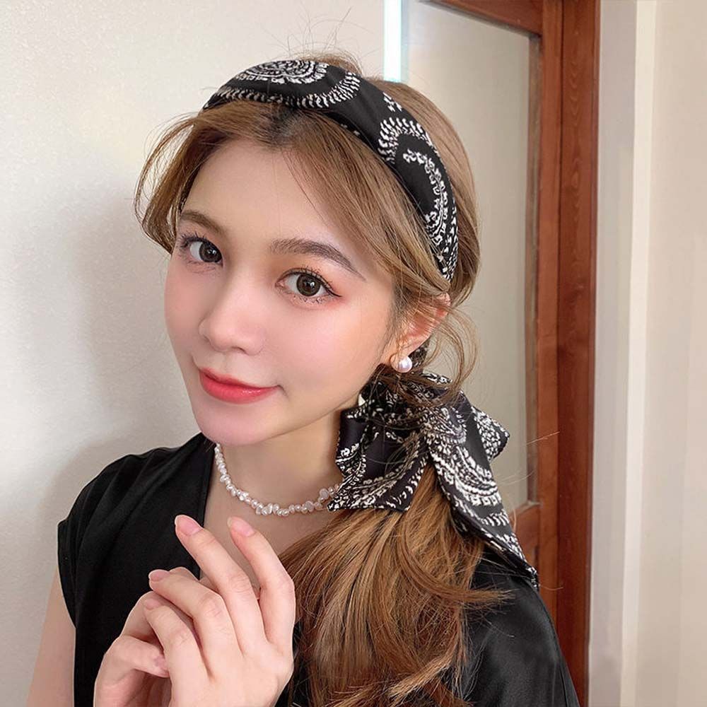 Cranial Top Summer Ribbon Sponge Hair Hoop Silk Scarf Headband Korean Hairbands Women Hair Hoop
