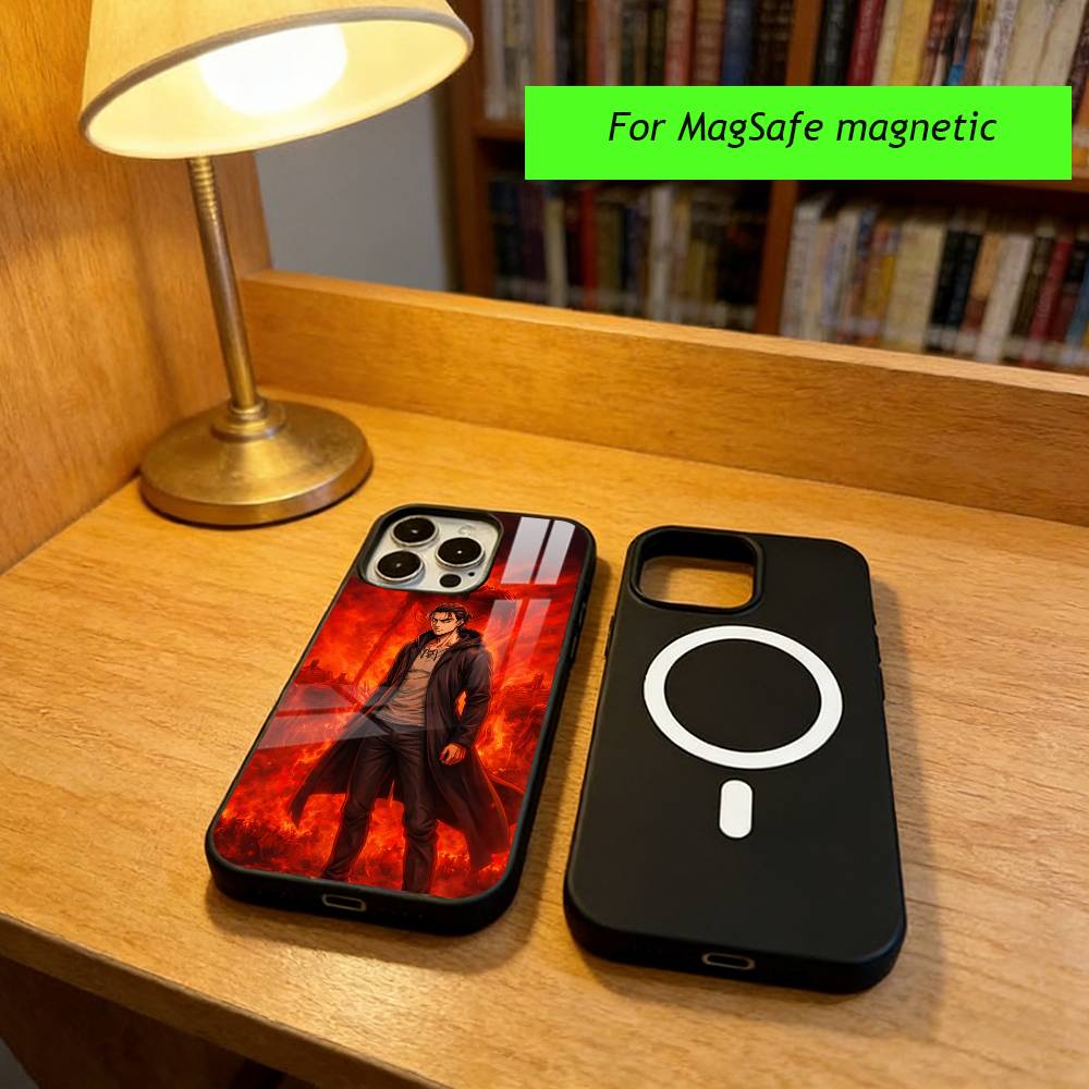 Anime A-Attack on Titan E-Eren Yeager Phone Case For iPhone17,16,15,14,13,12,11 Plus,Pro Magnetic For Magsafe Wireless Charging