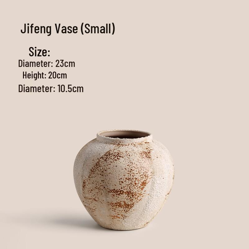 

Retro Wabi-Sabi Ceramic Vase: New Chinese Style High-End Pottery Jar for Flower Arrangement and Living Room Decoration.