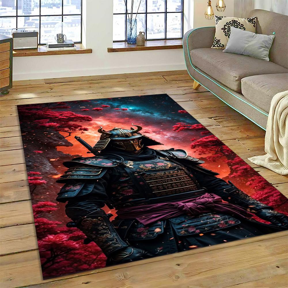 3D Japanese Samurai Bushido Katana Cartoon Game Carpet Rug for Living Room Bedroom Home Sofa Decoration,kids Non-slip Floor Mat