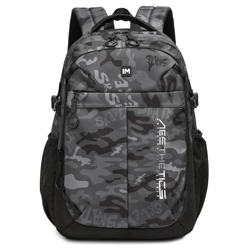 Men's Large Capacity Backpack Junior High School Student Schoolbag Camouflage Print Computer Backpack