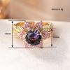 Huitan Two Tone Women Ring Flower Design Luxury Wedding Inlaid Sparkling Purple CZ Party Accessories Fashion Lady Jewelry Gift
