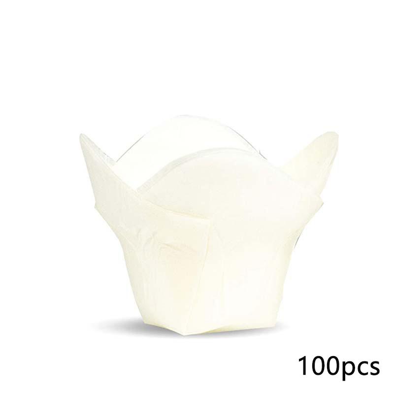 100 Piezas Molde para Cupcakes Estilo Loto Molde para Hornear Loto Molde para Muffins Cupcake de Papel Resistente al Aceite Envoltorio para Pastel Utensilios de Pastelería