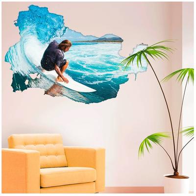 [A0743] - Giant Sticker 'Surf' Turquoise (vague) - 125x84cm