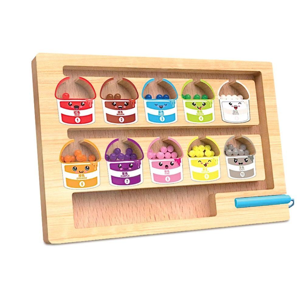 Walking Ball Magnetic Digital Beads Wooden Puzzle Activity Board  Attention Training Games