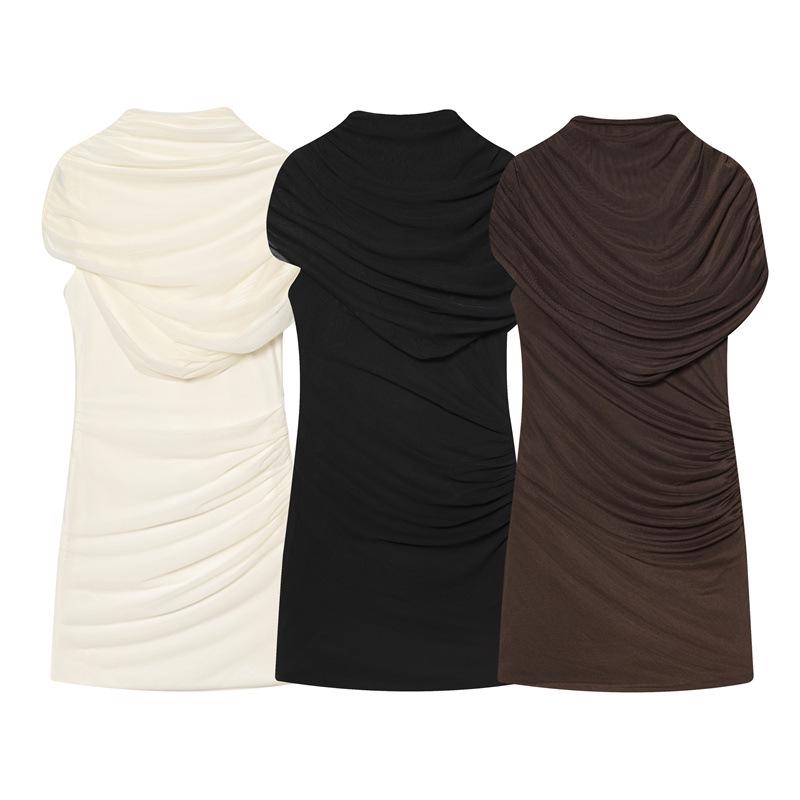 European Style Autumn 2025 Layered Pleated Short Dress
