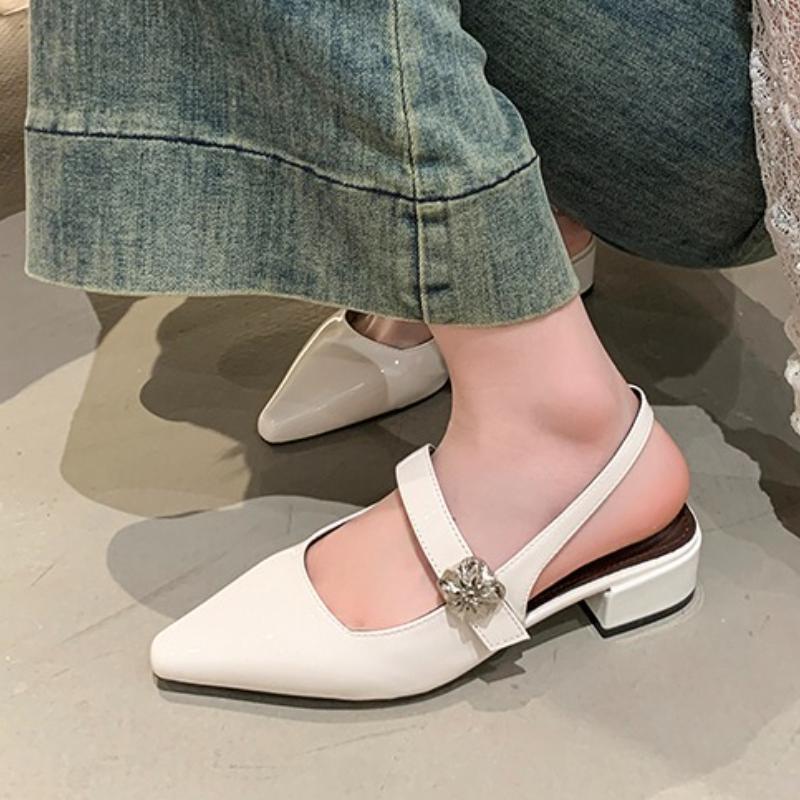 High Heels Women Sandals Summer Slingback Shoes Woman Elegant Office Dress Slippers 2025 New Pointed Toe Pumps Slides Mujer