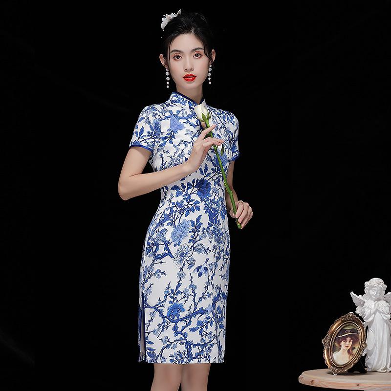 Cheongsam-Kleid mit chinesischem Tusche-Druck
