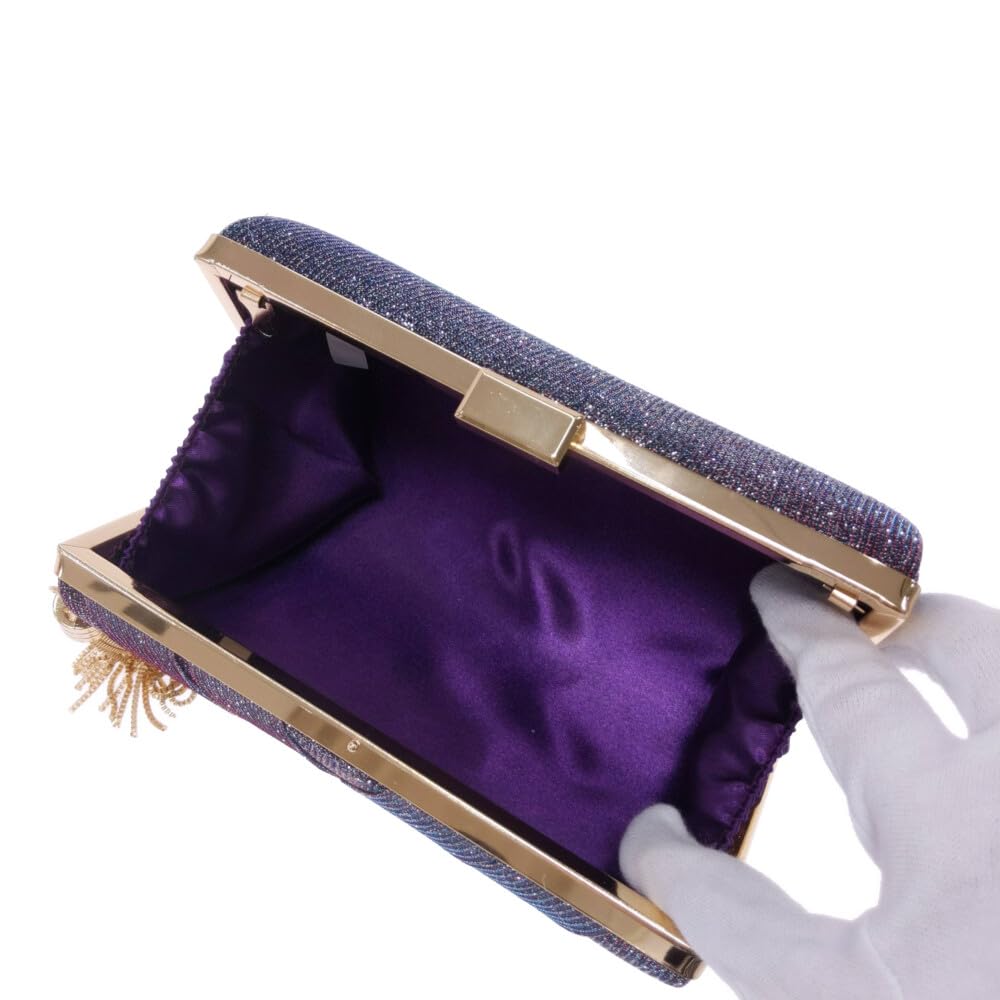 GRAXIA Cabaret Clutch Bag for Women, Party Bag, Wedding, Reception, Guest, Glitter, Shoulder Chain, Chain Handle, Gold