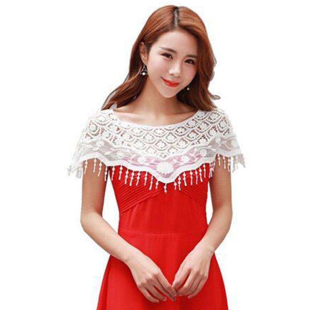 Hollow Out Lace Shawl Poncho Elegant Lace Neckline Shirt Cover Lace Cover Up Tops Daily