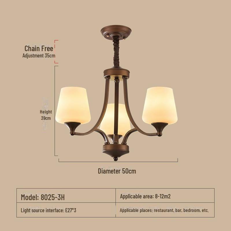 

Люстра из железа и стекла в стиле ретро для гостиной, столовой или спальни tri-color change