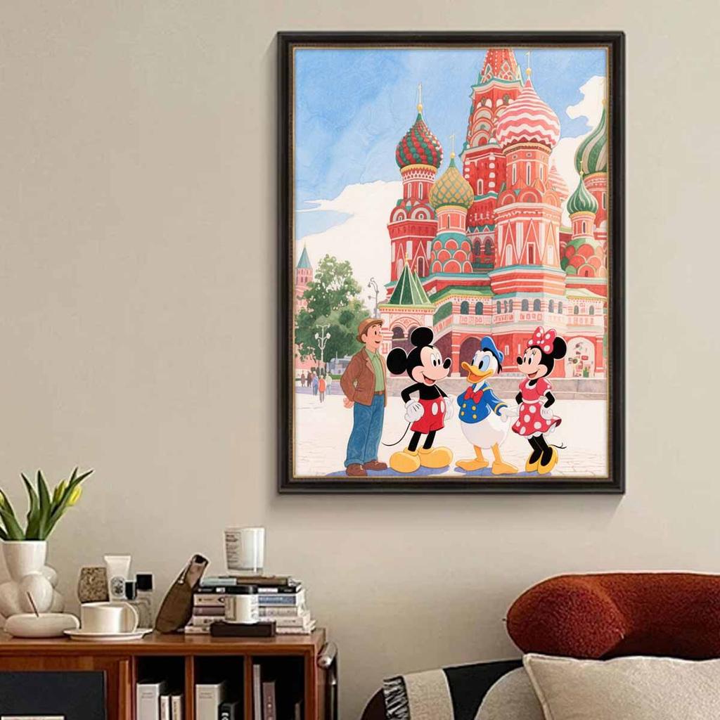 Diamond Mosaic Colorful Diamond Painting Mickey, Minnie and Donald Duck Full Round Embroidery Cartoon Creative Hobbies Wall Decor