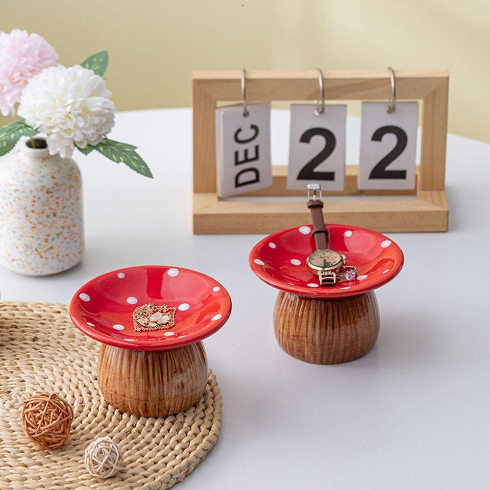 Mushroom Shape Mushroom Storage Tray Detachable Jewelry Organizer Cute Ceramic Key Catchall Phone