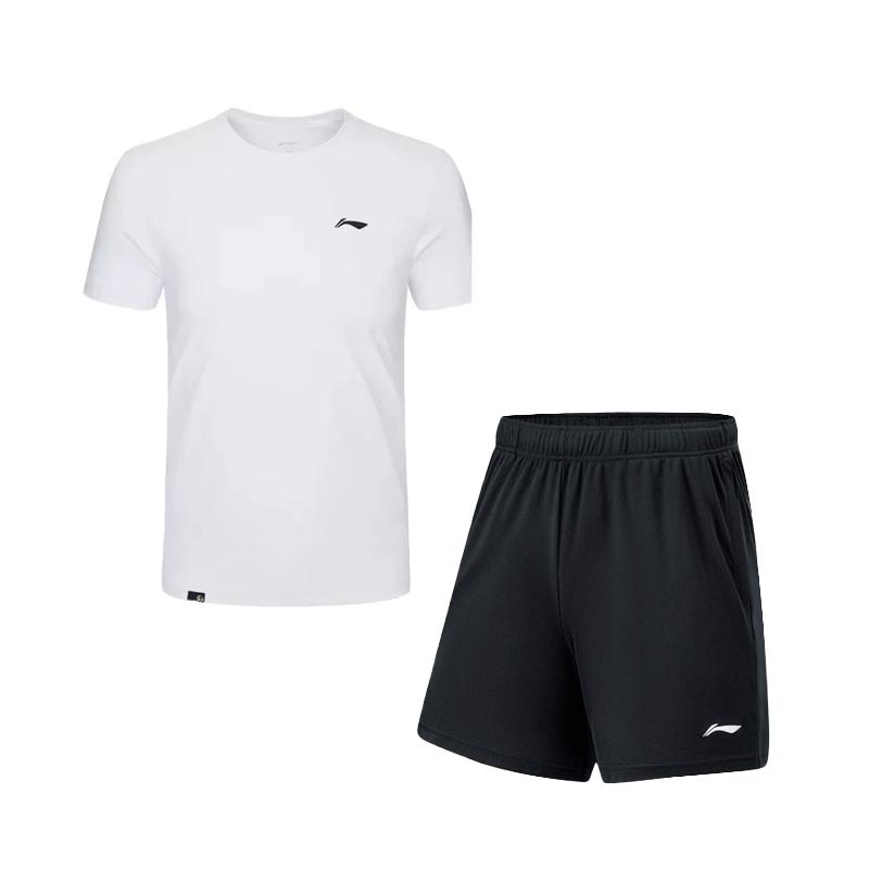 Li Ning Casual Sportswear Unisex White Top+Black Pants AATU029-1 2XL