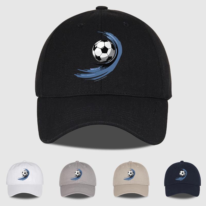 Dynamic Soccer Ball Print Baseball Cap Men Women Vintage Washed Cotton Adjustable Dad Hat Football Fan Sports Sun Hat