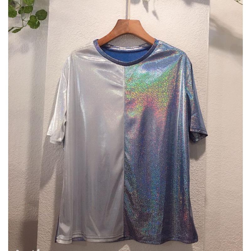 Loose Shirt Women's Sparkle Reflective Short Sleeves
