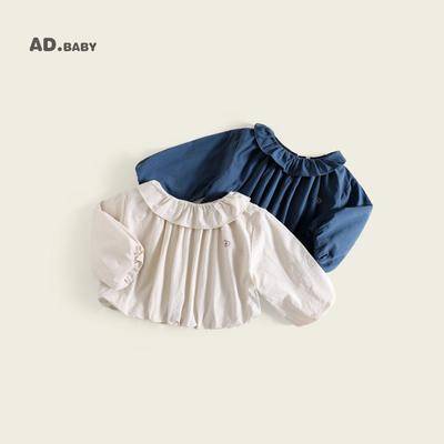 Kids' Autumn Korean-Style Breathable Batwing Sleeve Washed Cotton Shirt