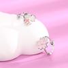 Drop Glaze Pink Cat Flower Ear Buckle Dongdaemun Sweet Girl Student Earrings Kitten Cherry Blossom Asymmetrical Earrings