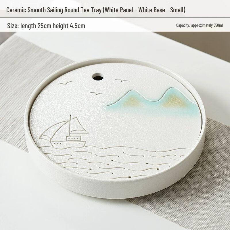 Jiakangming Round Ceramic Tea Tray