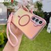 Stylish Laser Gradient Magnetic Lanyard Shockproof Case for Samsung S26 S25 S24 Ultra S26 Plus S25 FE S25 Edge For Magsafe Cover