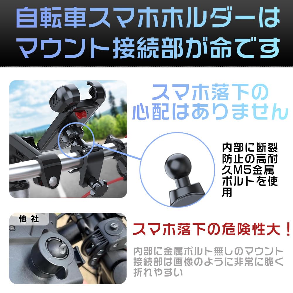 Bicycle Smartphone Motorcycle Smartphone Phone Holder with Instant for Cycling and Road Bikes Holder, Stand, Lock, 360-Degree Rotation, (Red)