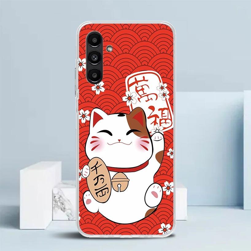 Lucky Cat Maneki Neko Japanese Cover for Samsung Galaxy A17 A37 A57 A16 A26 A36 A56 A15 A14 A55 Phone Case A13 A53 A25 A35 A24 A