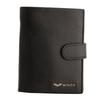 Wings Men' Genuine Leather Zipper Wallet Black