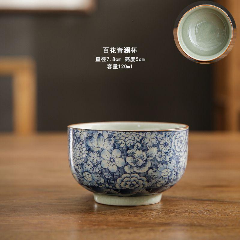 Vintage Handmade Blue and White Porcelain Tea Cups Chinese Style Home Cover Bowl Tea Maker Gaiwan Kung Fu Teaware Accessories