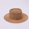Summer Hand-woven Hollow Breathable Versatile Flat-top Straw Hat Camping Travel Sunscreen Beach Shade Flat-top Hat
