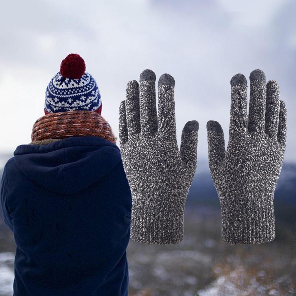 Soft Winter Gloves Knit Lining Touch Screen Mobile Phone Unisex Full Finger Mitten Thick Warm Windproof for Outdoor Sports