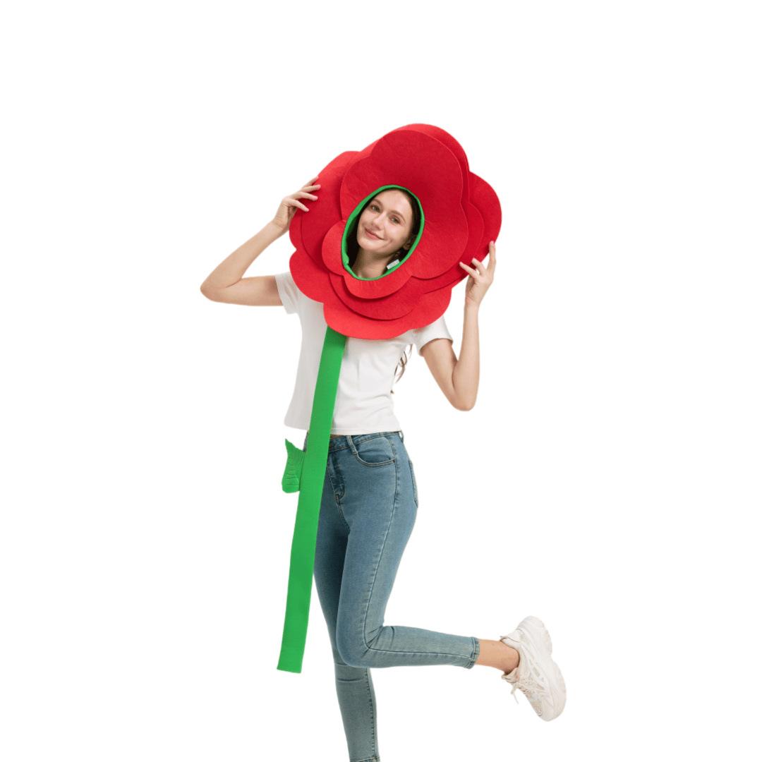 

Red Flower Pot Costume Novelty 3D Petals Plant Tunic Sponge Outfit for Halloween Garden Party Cosplay Onesize