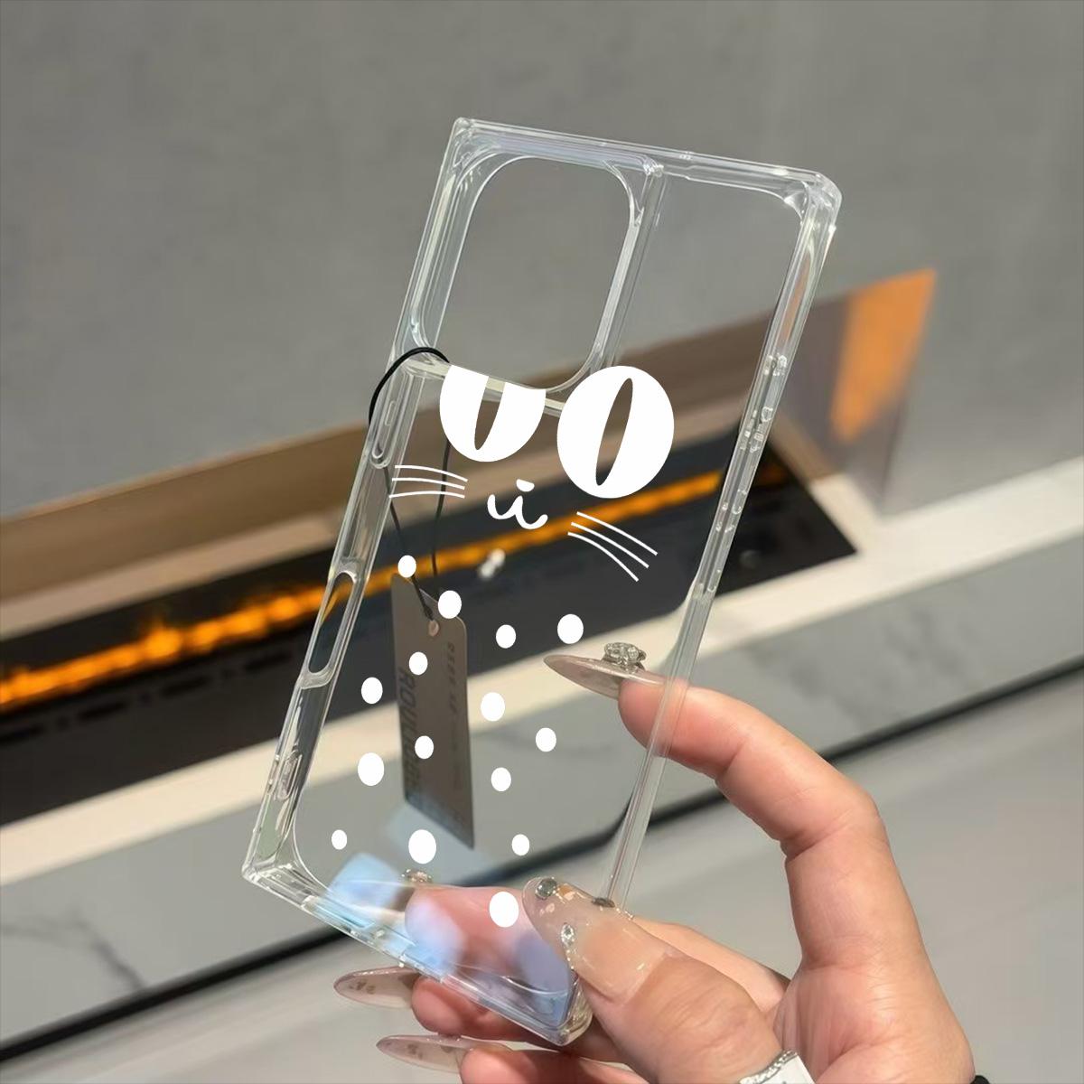 

Clear Square Back Tube Case Protection For iPhone 15 Plus 14 Pro Max 11 12 16 ProMax 13 Anti-Oxygen,Little Circles and the Cat Pattern Casing iphone 11 ProMax