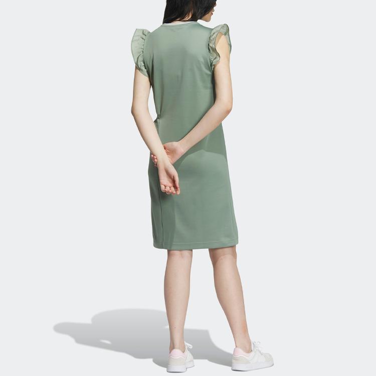 adidas NEO Basketball-inspiriertes ärmelloses Kleid mit Rüschensaum Damenkleid Silbergrau Grün IJ6605