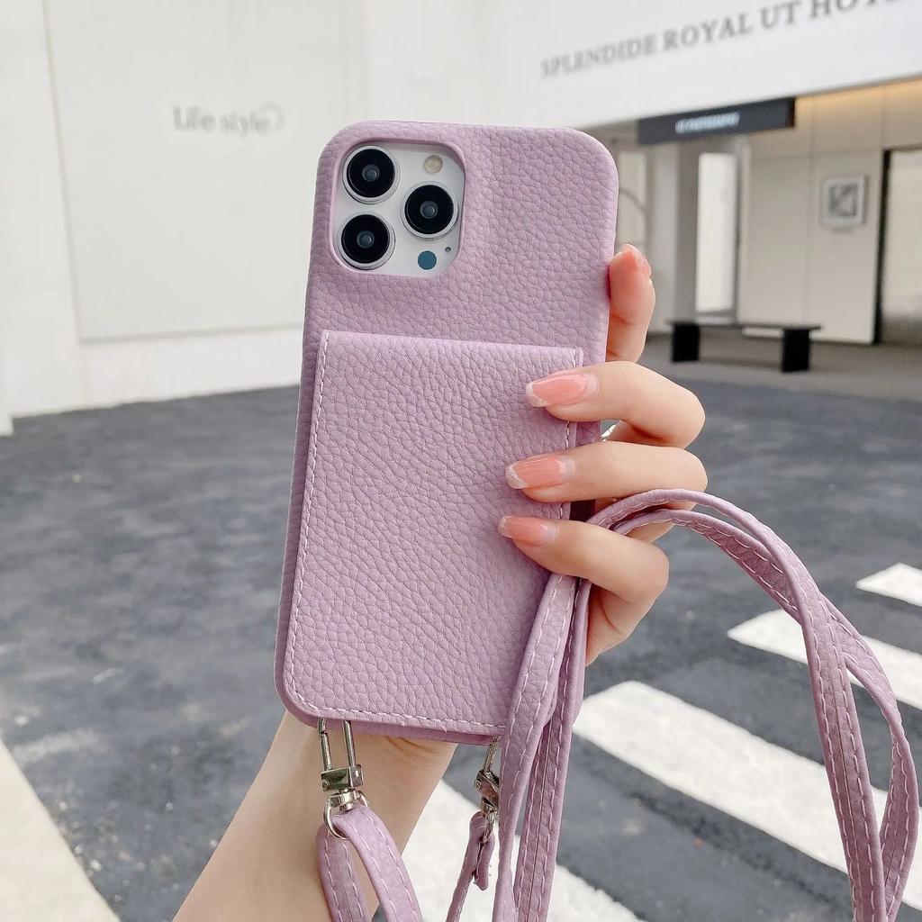 Lanyard Leather  Wallet Crossbody Phone Case for IPhone 15 14 13 12 11 Pro Max Mini X XR XS Max 7 8 Plus Card Slot Holder Cover