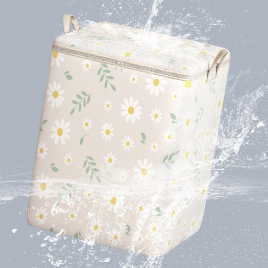 Floral Comforter Storage Bag Large Capacity Dust-proof Zippered Bag with Carry Handles Foldable Space Saver Organizer