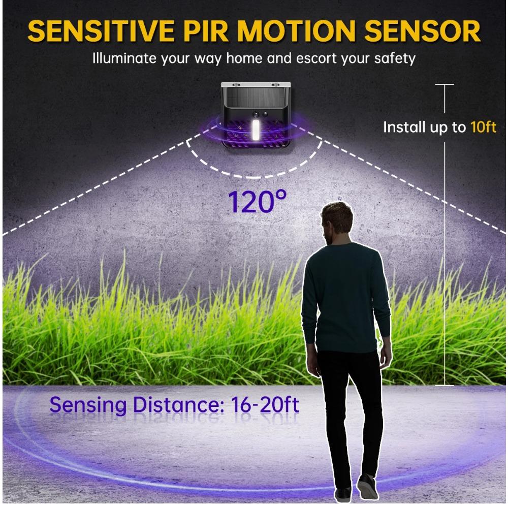 Solar Light Solar Bug Zapper Outdoor Mosquito Killer With Motion Sensor Waterproof Solar Powered Fly Trap For Garden Yard Wall