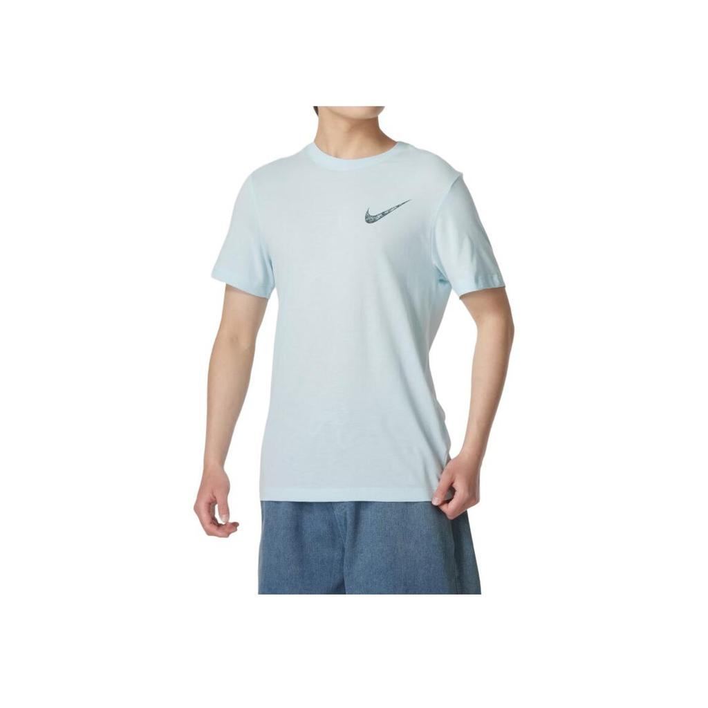 Nike Loose Fit Brand Logo Print Round Neck Pullover Quick-Dry Short Sleeve T-Shirt Men Tops Blue FQ3867474