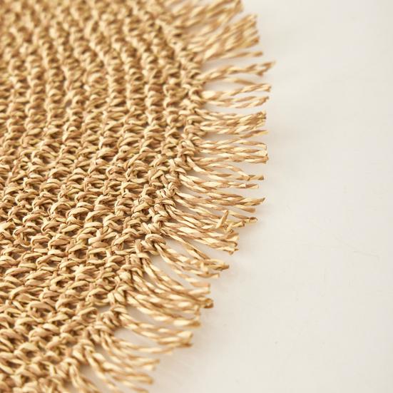 Heat Resistant Placemat with Tassel Edge Non-Slip Table Mat for Cups Plates Round Decorative Kitchen Dining Accessories