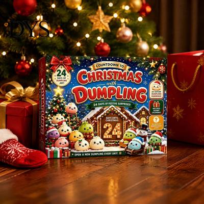 Christmas Home Decoration Squeeze Advent Calendar 2026, 24 Days Mini Dumpling Soft Silicone Figurine Figures Countdown Calendar, Stress Relief Sensory